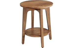 ‎VASAGLE VASAGLE Beistelltisch, Couchtisch, Kleiner runder Tisch für Wohnzimmer, Nachttisch für kleine Räume, mit Ablage, moderner Stil, Honigbraun LET283T41