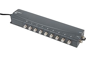 Labgear TV Signal Booster Aerial Amplifier, 8 Way Signal Distribution Amplifier with F-Type Connections, 4G & 5G Filtered, Indoor TV Aerial Booster For FM/DAB, RED Compliant