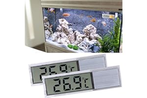ALLOMN Aquarium, 2 Stck Thermometer, Digitales Aquarium Thermometer mit hoher Empfindlichkeit, Zwei Seitlich Klebende Aufkleber, Genauigkeit bis zu 0,1 Grad (Silber)