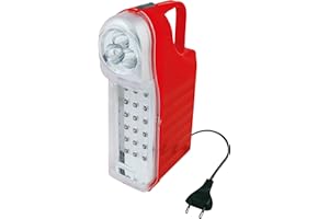 POLY POOL - PP0765 Lampada di Emergenza Portatile Ricaricabile 21 LED - Luce emergenza 3 Funzioni con Cavo 1m e Spina 10A - Lampada Emergenza Portatile con Manico 60+13lm - Luce Emergenza da Presa
