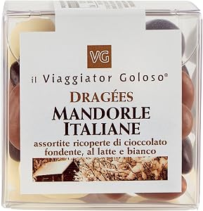 Il Viaggiator Goloso Dragées Mandorla Assortite Ricoperte di Cioccolato Fondente 120g