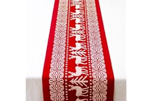 ECHG Christmas Table Runners, Christmas Tree Deer Table Runners Xmas Table Linens for Christmas Table Decoration Home Party Tablecover Decor(28 * 270cm)