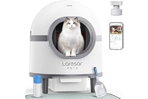 Laresar Pets Lettiera Gatto Autopulente, Rimozione Forte Degli Odori, Lettiera Autopulente Per Gatti Con App, Protezioni Di Sicurezza, Toilette Per Gatti 70l+9l, Adatta Anche Per Più Gatti