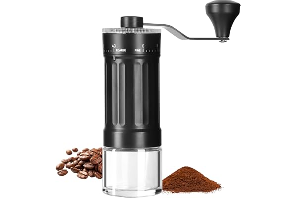 Haiane Kaffekvarn Manuell Extern Justerbar, Kaffekvarn Med Hög Precision 40-Stegs Justering, Konisk Kvarn Av Keramik, ABS, Svart, För Espresso Och Moka Kannor