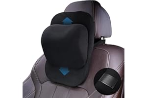 ZATOOTO Regulowana poduszka na zagłówek samochodowy, miękkie poduszki pod szyję do samochodu, pianka z pamięcią kształtu, podparcie głowy z oddychającą, zdejmowaną osłoną (czarna)