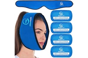ALLSETT HEALTH Face Ice Pack for Wisdom Teeth, Jaw, Head and Chin, 4 Reusable Hot or Cold Gel Packs, Relief for Mouth, or Oral Pain, Facial Surgery, TMJ Pain Relief