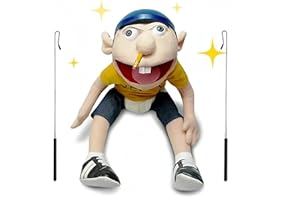 BRITIVA SML Jeffy Hand Puppet with 2 Rods, 60cm XL Ventriloquist Dummy | Professional Movable Mouth, Soft Plush Toy for Boys & Girls | Educational & Interactive Entertainment