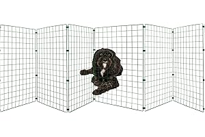 P DOT WOLF Freestanding Dog Barrier - 75cm High 5 x 50cm Wide Panels Room/Hallway Fence Divider, Folding Gate, Fence for Indoors, Puppy Barrier, Free Standing, Adjustable Stopper & Secure Pet Gate