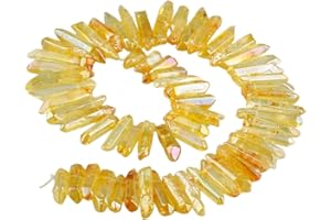 ‎KYEYGWO KYEYGWO Titanium Beschichtet Kristall Punkt Perlen Grobe Stein Sticks Spikes Natürliche Quarz Gebohrt 15 Zoll Strang Lose Perlen für Schmuck Machen