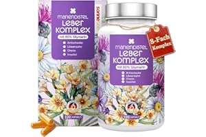 ‎SONNESEE Leber Komplex Mariendistel 8 fach Hochdosiert 120 Kapseln mit Cholin Inositol Curcuma Aritschocke Löwenzahn 80% Silymarin B12 Folsäure Leber Testsieger Vegan produziert in Deutschland