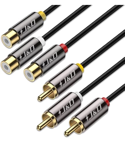 Goobay 50310 Cavo Audio/Video Composito 10 Metri – 3 RCA A 3 RCA Con Linea Video RG59, Contatti Dorati, Schermato Per Migliore Qualità Immagine - 2