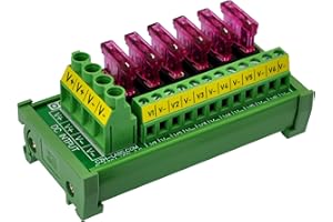 OONO DC Power Fuse Distribution Strip Module (6 Position, DIN Rail Mount)