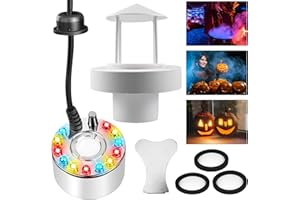 VEGOATY Ultraschall Vernebler Nebelerzeuger, Zerstäuber Luftbefeuchter mit 12 LED-Licht, Ultraschall Nebler, Verdampfer Nebler für Weihnachten Springbrunnen Wasserspiel, Topflandschaft Landschaft (Weiß)