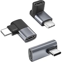 Adaptateur USB-C Coudé 90° - 240W, 8K60Hz, 40Gbit/s, Boîtier Aluminium - Noir