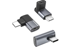 BASESAILOR 90 Degree USB C Adapter 3Pack,100W Right Angle USBC Male to Type C Female Extender Connector,40Gbps USB4 Thunderbolt 4 3 Extension Converter for iPhone 17,MacBook,Steam Deck,Switch,Laptop