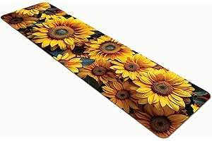 Comart, Dywan Austin do kuchni i przedpokoju chodnik z poliestru z nadrukiem, wodoodporny i antypoślizgowy, dekoracja kwiatowa słonecznika, 50 x 270 cm, można prać w pralce, trwały, wyprodukowano we