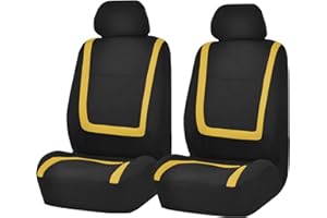 FH GROUP Autositzbezüge, Vordersitzbezüge für niedrige Rückenlehne, mit Abnehmbarer Kopfstütze, universelle Passform, Autositzbezüge, waschbarer Autositzbezug für SUV, Limousine, Van, Gelb