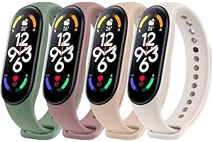Tobfit 4 Piezas Correa Compatible con Xiaomi Mi Band 7 para Mujer Hombre, Pulsera de Silicona Clásica, Correas de Tamaño Ajustable, Pulseras de Repuesto Sport Comfort para Xiaomi Mi Smart Band 7