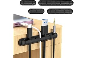 JANREAY Uchwyt na kable z klipsami do kabli, 4 opakowania, uniwersalny zestaw do zarządzania kablami, organizer na biurko, kabel audio, kabel sieciowy, kabel USB do ładowania