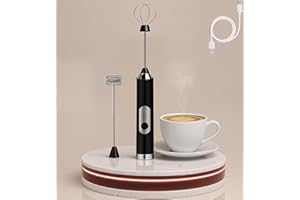 BRITIVA Powerful Premium 3-Speed Rechargeable Milk Frother, Handheld Mini Electric Eggs Drink Mixer Foam Maker with 2 Stainless Steel Whisks, USB-Charging Coffee Frother for Latte, Cappuccino, Matcha & More
