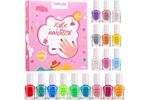 TOMICCA Vernis à Ongle-Enfant, 18 Couleurs Vernis Enfant à L'eau -Vernis à Ongles Peel-off Non Toxique, Cadeau Noël pour Enfants