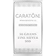 CARATONE 999 Purity Silver Bar 50 Grams With Premium Packaging Perfect for Gifting or Investment.
