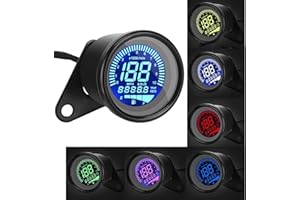 Geloo Compteur de vitesse universel pour moto Compteur kilométrique Tachymètre LCD Jauge de moto étanche LED numérique 12 V DC Compteur de vitesse Mph Jauge de vitesse de moto Indicateur