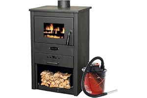 1000BRICO Stufa a Legna in Acciaio 7 kW Antracite Monviso Con Aspiracenere Omaggio