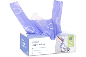 Ubbi Disposable Nappy Sacks, Lavender Scented, Easy-To-Tie Tabs, Baby Nappy Disposal or Pet Waste Bags, 200 Count