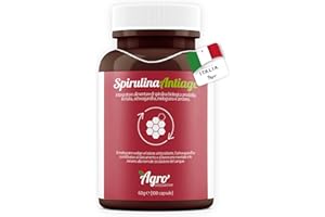 AGROINIZIATIVE SPIRULINA ANTIAGE 100 Cps 60 G Alga Spirulina Bio Senza Glutine Senza Iodio Combatte Radicali Liberi e Ossidazione Con Ashwagandha Zenzero Ficocianina Resveratrolo PRODOTTA IN ITALIA