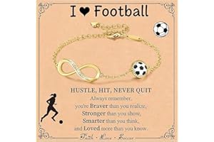 Miss Chipmunk Football/Rugby/Baseball/Basketball/Volleyball/Tennis/Softball Infinity Bracelets for Girls Women,14K Gold Plated Sport Accessories Birthday Christmas Jewelry Gifts