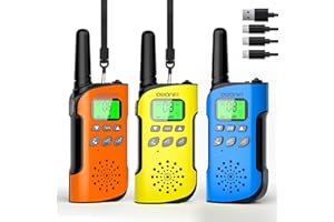 AWANFI Walkie Talkies for Kids Rechargeable, 3 Pack Walkie Talkie with 1000mAh Battery, Long Range Walky Talky with Flashlight, VOX, USB-C Cable, for Outdoor Camping, Kids Toy for 3-12 Years Old