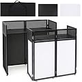 HOMASIS Cabine DJ sur Support Pliable Portable avec Scrims | Stand DJ Professionnel à Grille Métallique avec Patins Réglables et Sac de Transport pour Bars Fêtes Livehouses