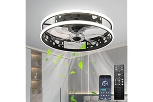 EKDADL Reversibile Ventilatore da Soffitto LED 47CM Dimmerabile Ventilatore a Soffitto con Luce 3 Colori 6 Velocità Silenzioso Lampadario con Ventilatore da Soffitto con Luc (Nero47cm)