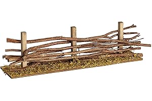 MaMeMi Valla de mimbre de madera [aproximadamente 30 cm de largo, 7 cm de alto, hecho a mano] Accesorios para el pesebre, Suministros/Accesorios para pesebres de Navidad y modelismo