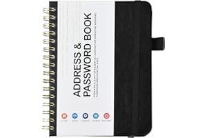 HEAVENLIFE Libreta de Contraseñas con Pestañas Alfabéticas, 14.5x12cm A6 Libreta Contraseñas Índice Alfabético, 64 Sheets/128 Pages Cuaderno Organización de Contraseñas para Inicio de Sesión de Sitios (Negro)