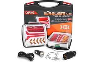 Qiping Fanali Posteriori Rimorchio Senza Fili, Magnetico 12V Universale Rimorchio Luci Posteriori Kit con Spina 7Poli per Trattore,RV,Autocarro,Camion, E-Mark