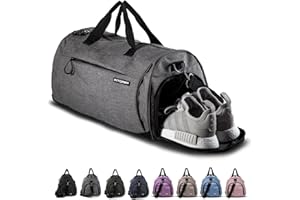 Fitgriff Torba Sportowa Podróżna z Przegrodą na Buty, Szary, 30 L