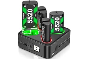 HASACOOL Controller Battery Pack for Xbox One, Xbox Series X|S, 4x5520mWh Rechargeable Batteries, USB & Type-C Charging, 4-in-1 Charging Dock