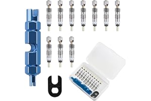 NVIYAM Nucleo Valvola Bici, 12 Pezzi Valve Core Remover Repair Tool, Kit sostituzione Nucleo Valvola Presta,Kit sostituzione Nucleo Valvola Presta per Presta Schrader con Presta Corpi Valvola e Cap