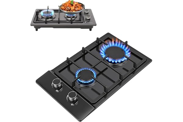 Gasspis, gasspis med 2 lampor med gasrör och tryckreduceringsventil, 3 kW 1,75 KW gasspis för kök, kontor eller camping, 2 800 Pa spisplatta elektrisk för propan och naturgas