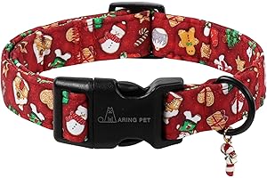ARING PET Weihnachten Hundehalsband, Weihnachtsmann Hundehalsband mit Schnellverschluss aus Kunststoffschnalle, Winter Bequemes Rot Halsband für Jungen und Mädchen Hunde