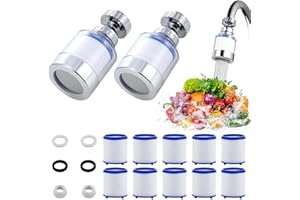 FYKZQWDS 2Pcs Tap Water Filter,3 Types of Gaskets 2 Splash Heads and 10 Filtercartridges Tap Filter Water Filter Tap Used for Home Bathrooms Kitchen Tap Water Filtration Hard Water Filtration