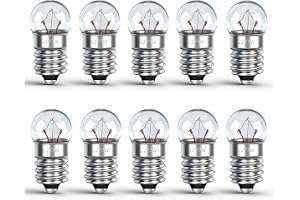 Caldarax 10 stycken kullampor E10 DC 12 V, 0,25 A, varmvit 3 000 K, E10 glödlampa miniatyr skruvfot, reservlampa för elektriskt experiment, ficklampor, krubbbelysning, varningsljus