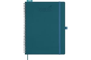 BEZEND Agenda 2026 Semainier Spirale A4 28 x 22 cm Agenda Scolaire Professionnel 2026 Planner A4, 18 Mois Du Juillet. 25 à Déc. 26, Couverture Souple en Cuir PU - Vert foncé