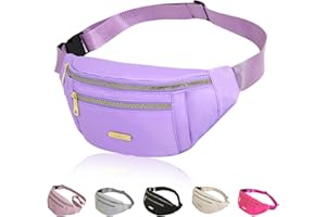 Yoolly Bum Bag for Women Men, Fashion Fanny Pack with 3 Zipper Pockets & Adjustable Strap, Lightweight Waist Bags for Travel, Running, Cycling, Hiking (Purple)