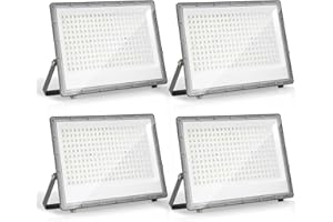 Yakimz Faretto LED per esterno 200W, Faretti Led super luminoso, 19800lm proiettore LED, 6000K bianca fredda, 230V, IP66 impermeabile, illuminazione di sicurezza per cortile (4X, senza spina)