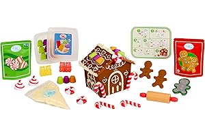 Little Tikes Creative Chefs Gingerbread House Kit - Include kit di miscelazione e 22 accessori realistici, set di cucina per gioco, non commestibile, Età 3+
