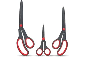 MAGNIFICENT 7 STAR Magnificent Multipurpose Scissors – 3-Pack Teflon-Coated Stainless Steel Blades, Soft Grip Handles – Perfect for Sewing, Crafting, Fabric, Office, Home & Kitchen Use