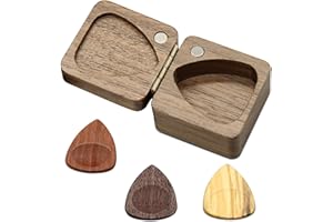 CANIPHA Wood Guitar Picks With Case Plettri per chitarra in legno con scatola per plettri, porta plettri personalizzato, custodia per plettri per fidanzato, collega (1 porta plettri e 3 plettri)